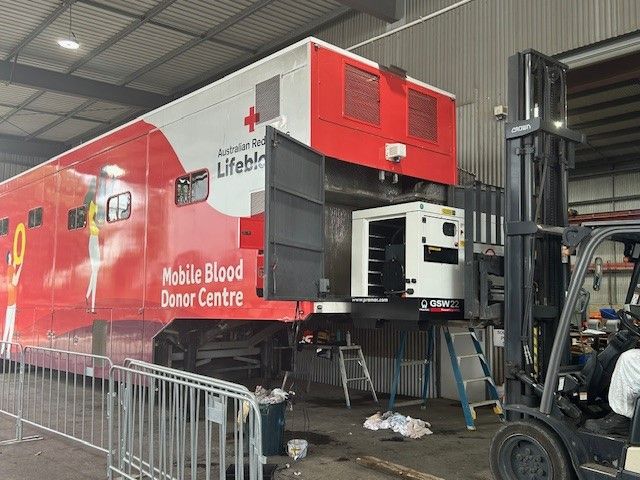 Australian Red Cross Life Blood Mobile Blood Donor Centre Generator retrofits.